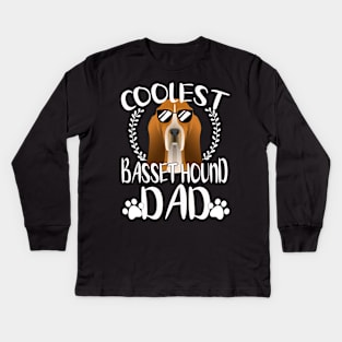 Glasses Coolest Basset Hound Dog Dad Kids Long Sleeve T-Shirt